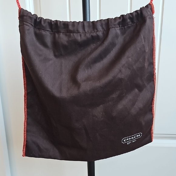 Coach Dustbag Dark Brown Drawstring With Orange Trim - Picture 1 of 2